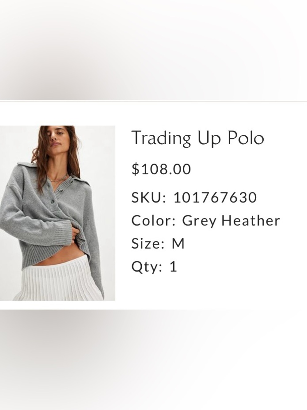 Free People Trading up Polo- Size M